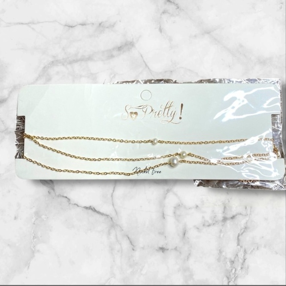 So Pretty Dainty Gold Pearl Choker Necklaces‎ Layering Set For Women Nickel Free